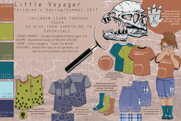 The Little Voyager apparel line designed by Sarah Steger took first place in a national student apparel contest.