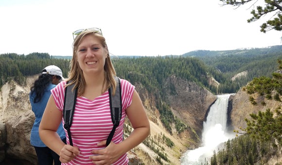 UW-Stout hospitality student Nicole TenHaken does some sightseeing in western Montana, near where she is interning at the Stock Farm Club.