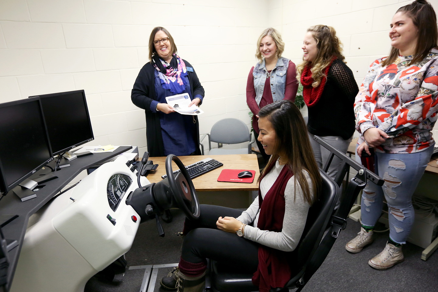 Rehabilitation counseling graduate students learn about assistive technology and independent living during a visit to the Stout Vocational Rehabilitation Institute.