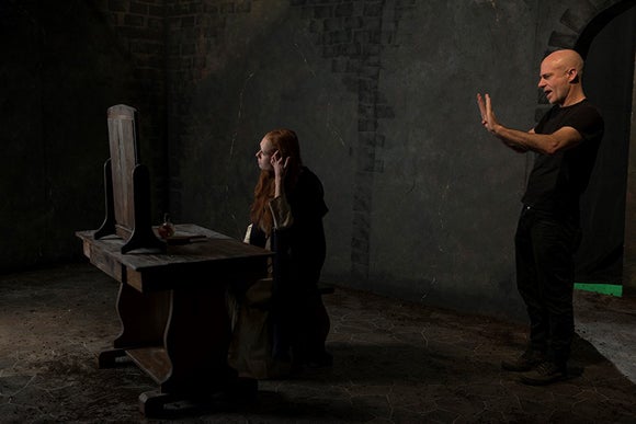 Kevin Pontuti directs actress Alexandra Loreth in a scene from “Vanità,” which was filmed and produced at UW-Stout.