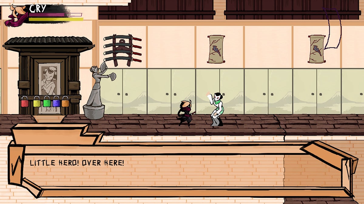 A screenshot from Ninja Scarf, a PC game that will be released on Steam Friday, June 5. Justin Bryant, a recent UW-Stout graduate, and senior Katelyn Zenz will be competing in the WiSys’ Wisconsin Big Idea Tournament with their business that developed the game, 20 Credit Studio.