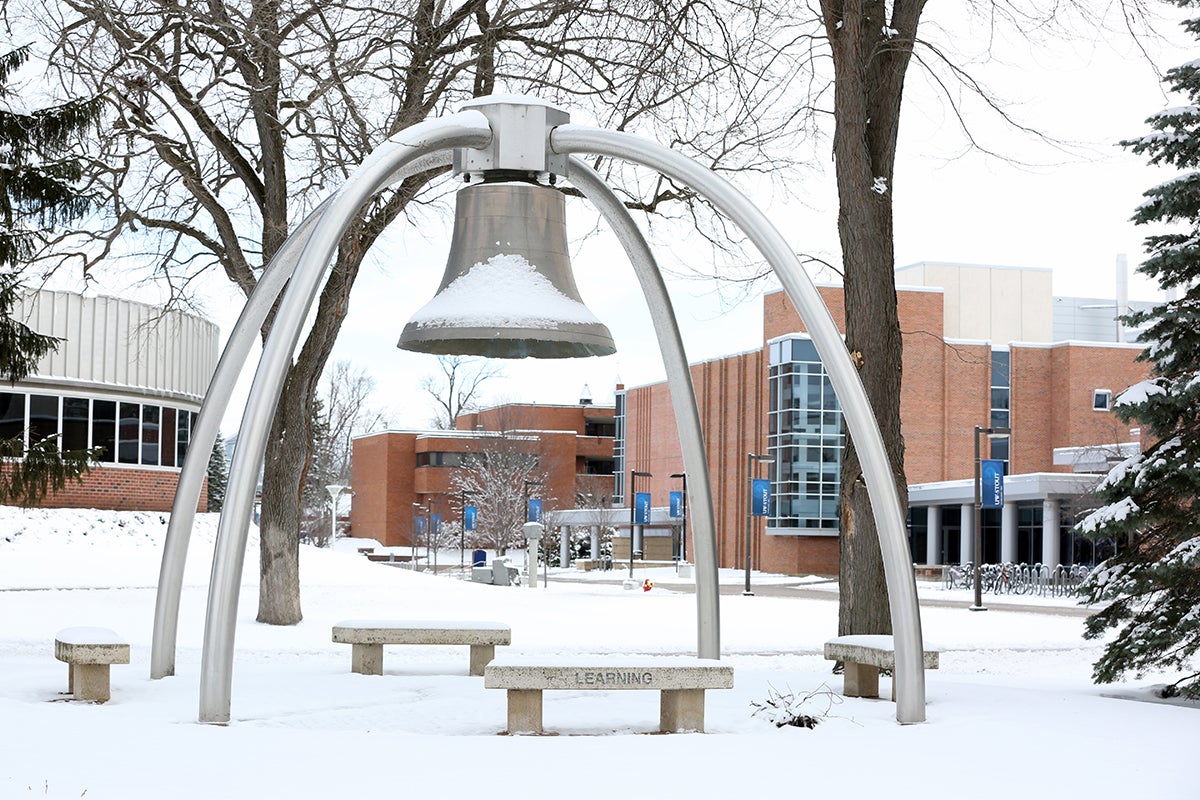 The bell near the Memorial Student Center.