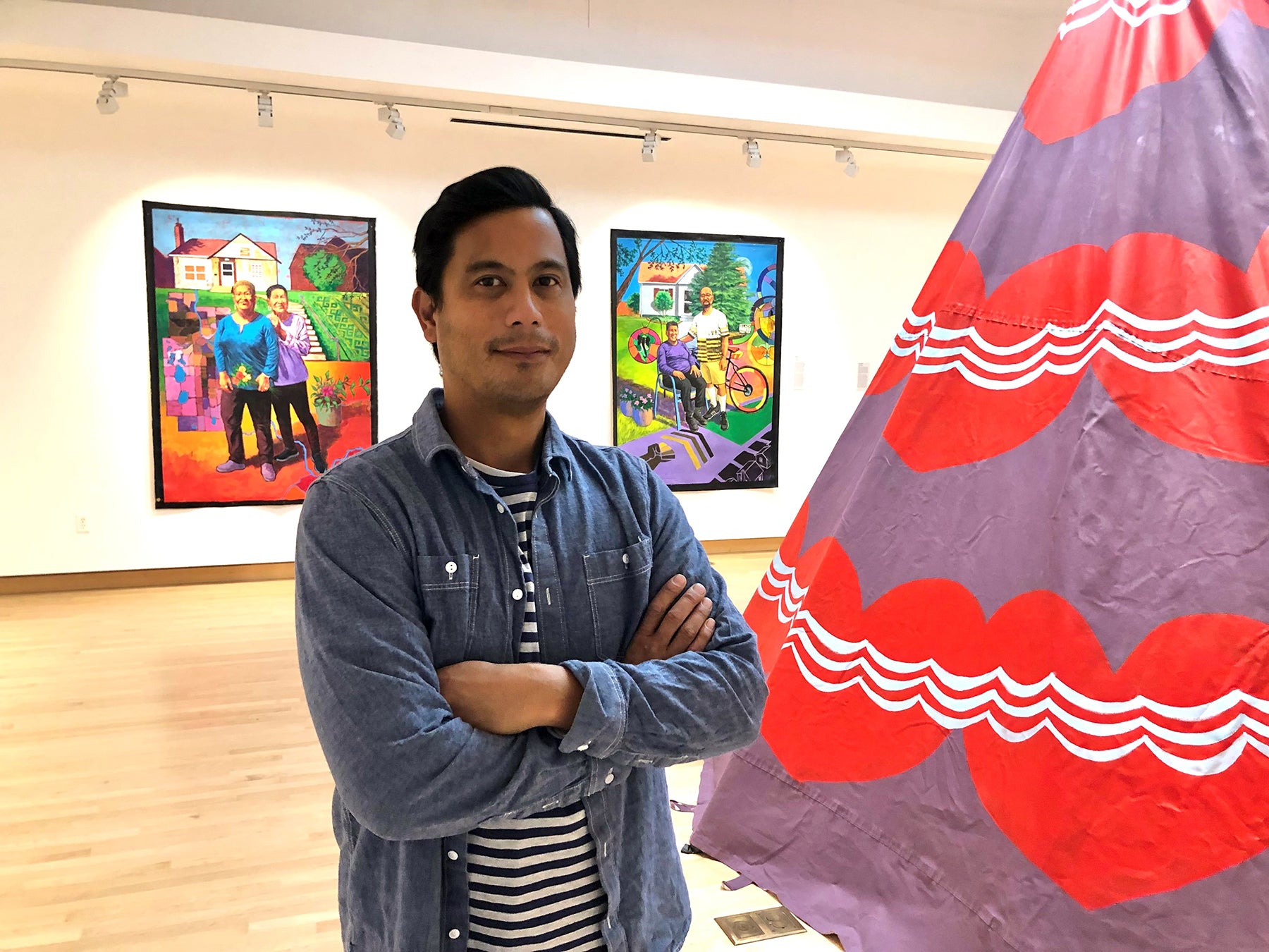 Artist Witt Siasoco, of Minneapolis, has curated the art exhibit To Hold the Land at UW-Stout’s Furlong Gallery.