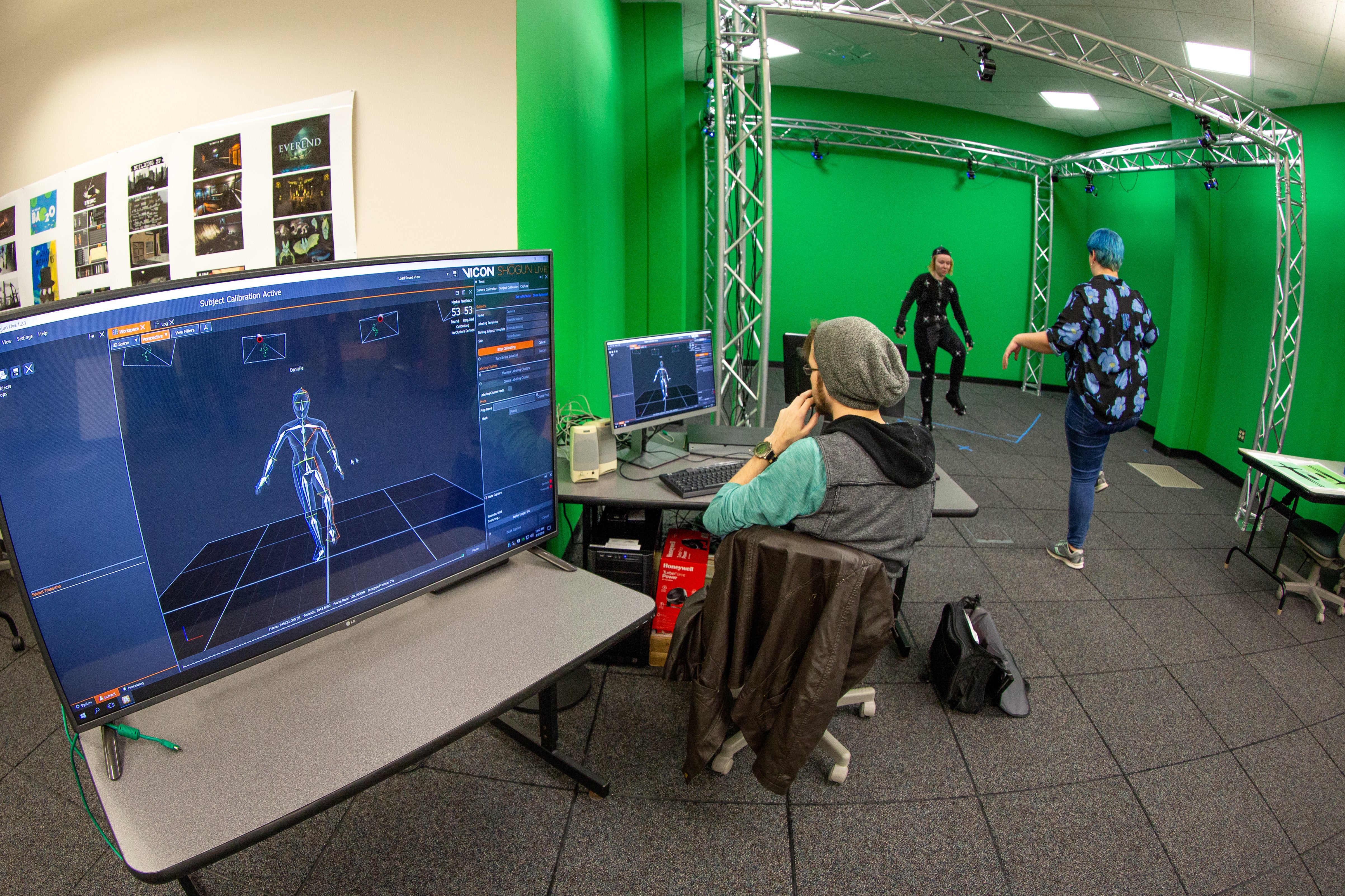 Students utilizing motion capture system