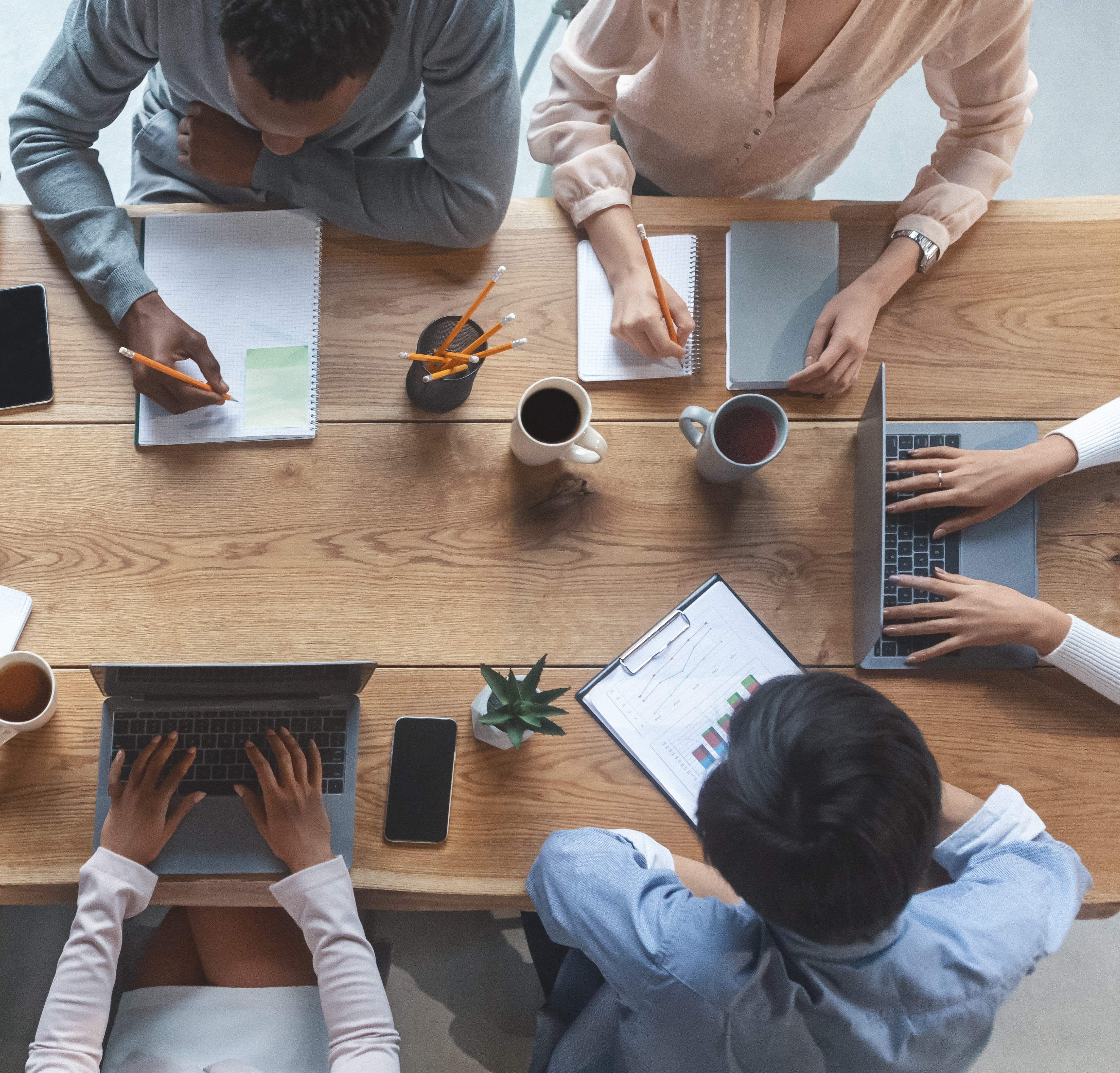 Team working at a table