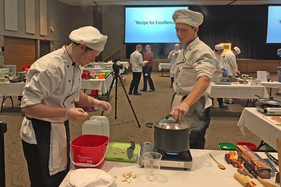 Amery High School students work on their dish in the 2019 Recipe for Excellence.