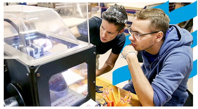 Student engages with hands on learning in lab space.