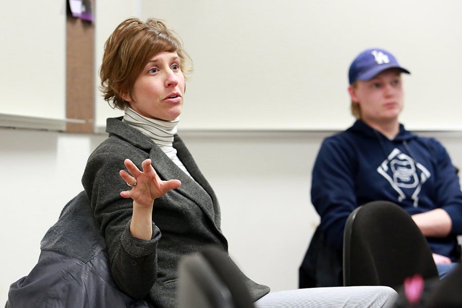 ​Baird speaks with career and technical education students recently.    ​