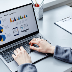 Marketing Course open on laptop