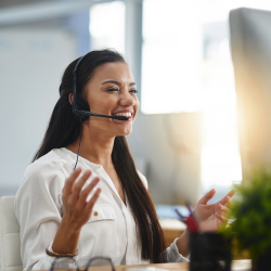 A customer rep. with a headpiece 