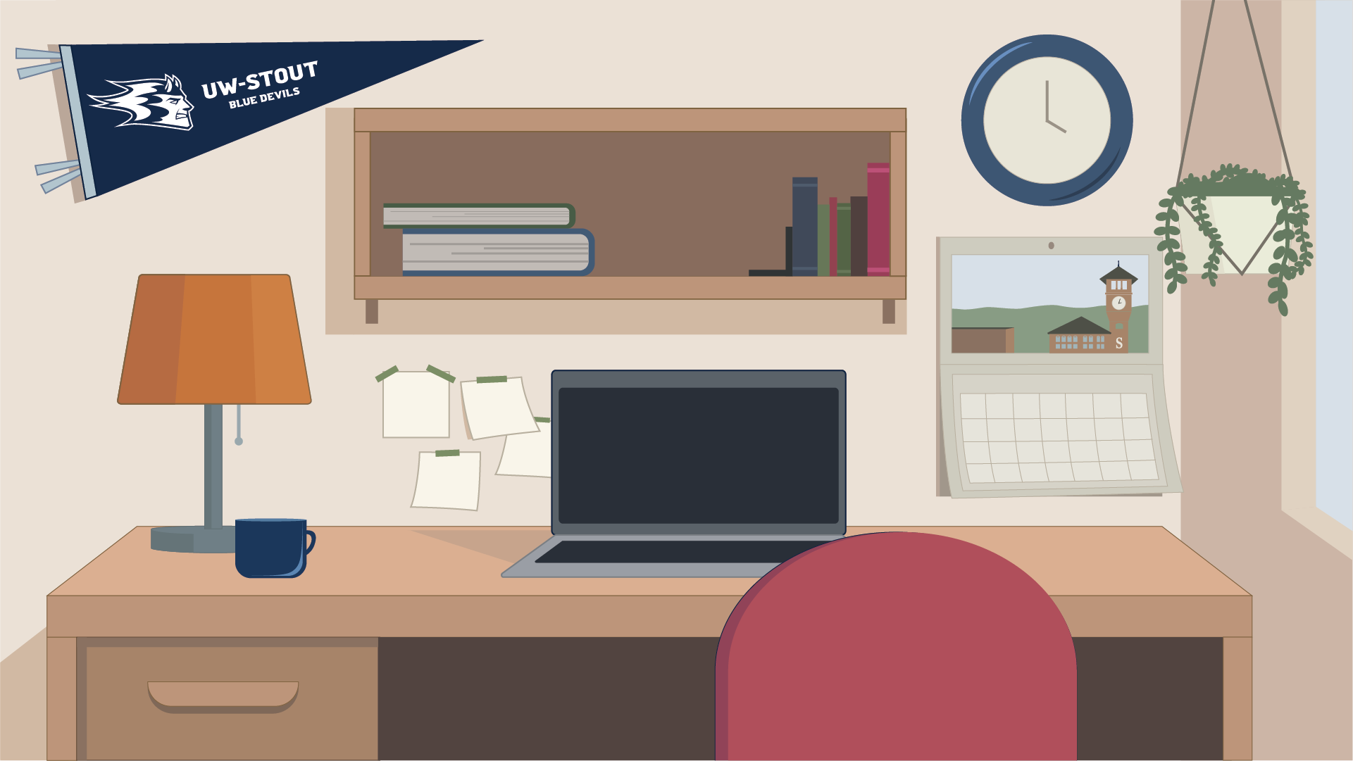 Illustrated UW-Stout Polytechnic Desk Digital Wallpaper