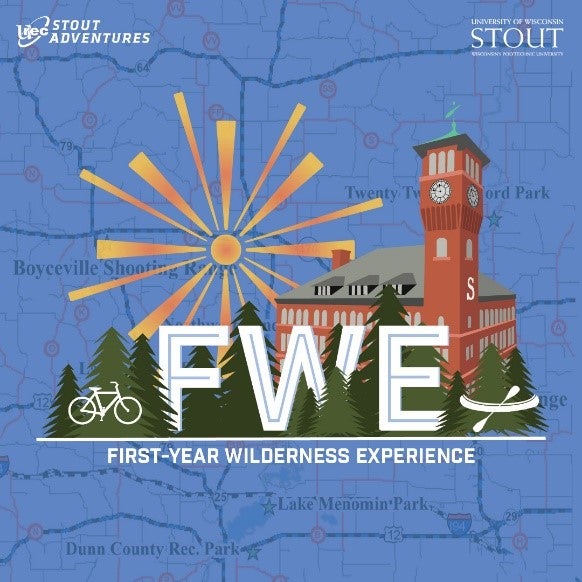FWE image with clock tower, sunshine, and bicycle