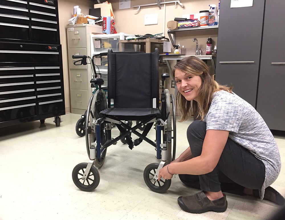 As part of the free clinics, Bollinger will make sure wheelchairs on in good repair and clean them.