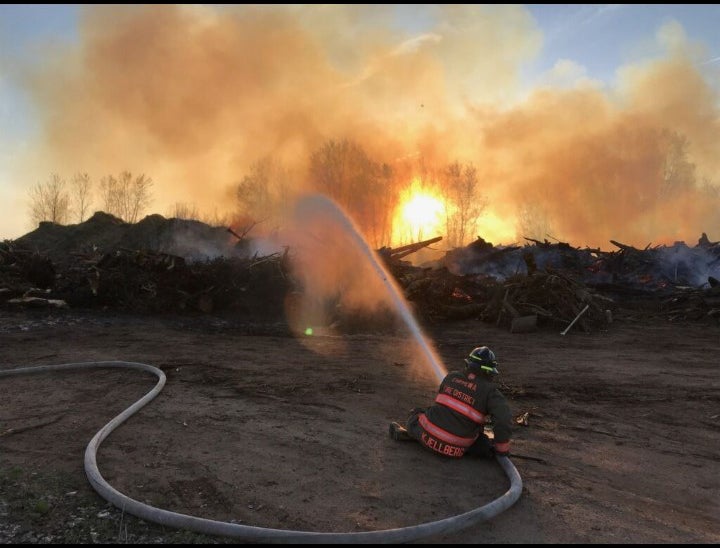 Kjellberg is also a volunteer firefighter in the town of Wheaton. He was manning hose during a brush fire.