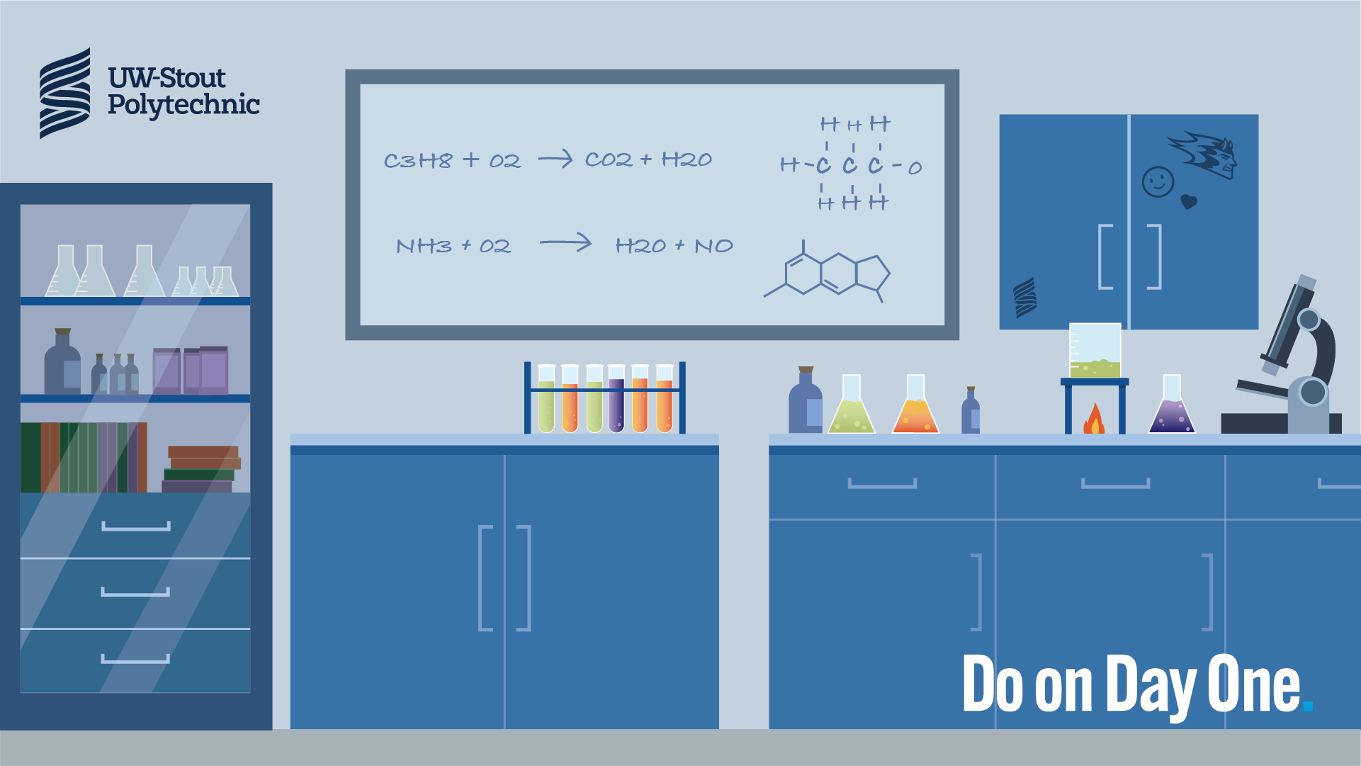 Illustrated UW-Stout Polytechnic Lab Desktop Wallpaper