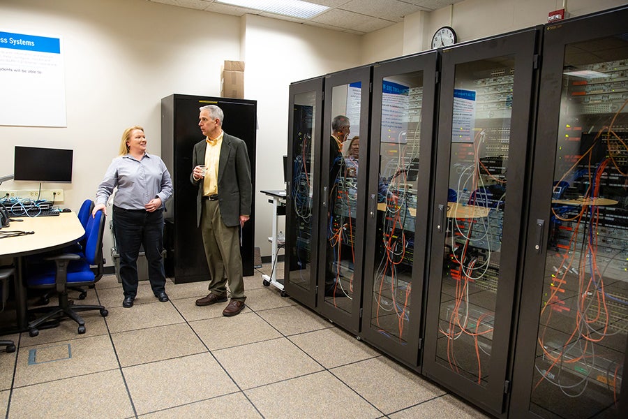 Renee Gunderson, at left, in a lab