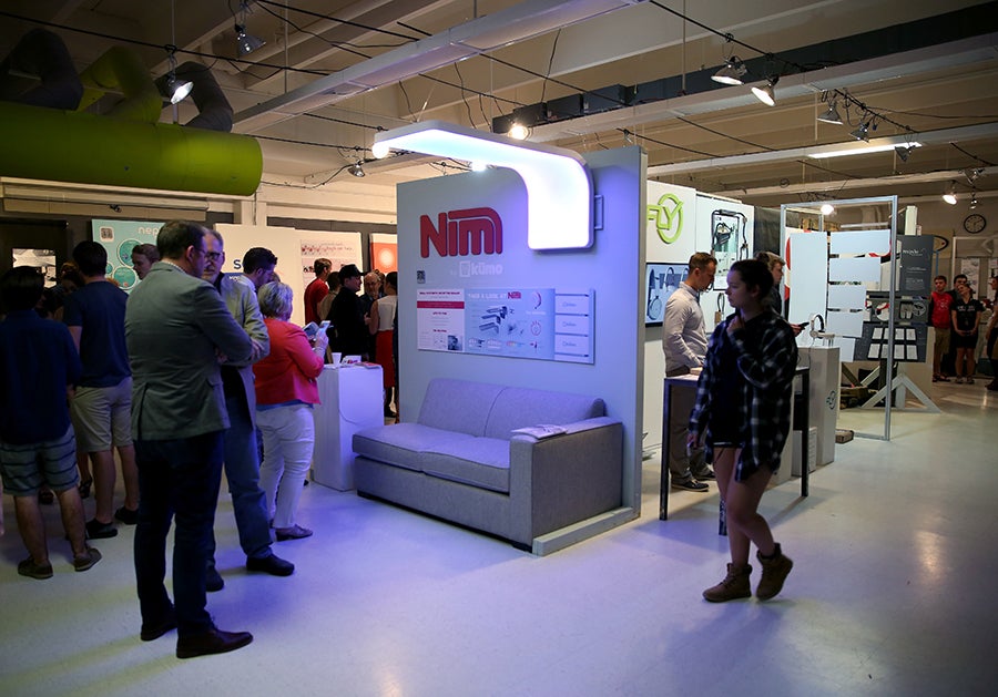 UW-Stout senior Brendan Byrne, who graduated May 5, displayed in early May a design he created for a light called Nim during the Senior Show for the School of Art and Design students. He wanted to create a good reading light that saves space.