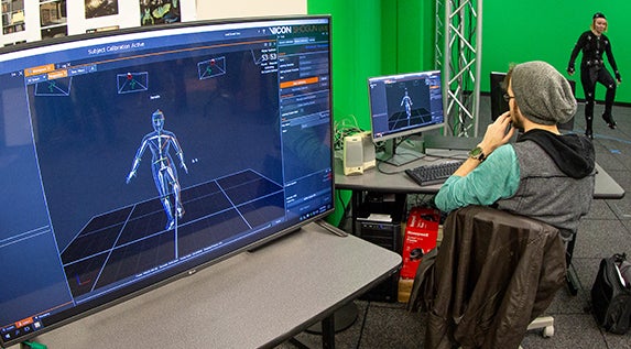 Students use Vicon Shogun software in the UW-Stout Animation Studio