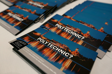 A brochure explaining UW-Stout’s designation as a polytechnic institution was available at the event.
