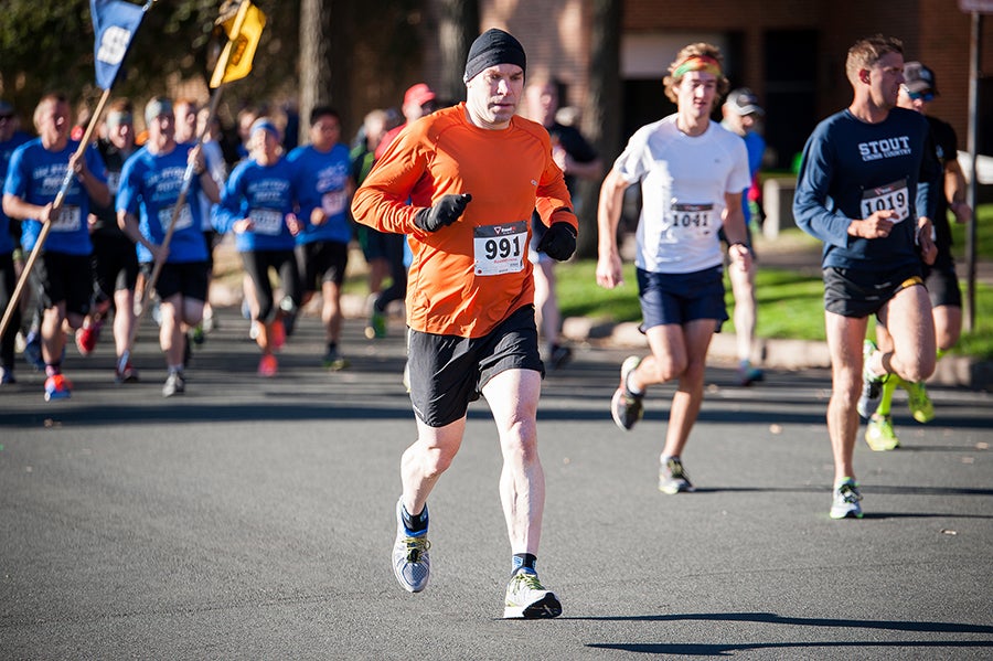 Students and others compete in a recent Blue Devil Run/Walk, held each year during homecoming.