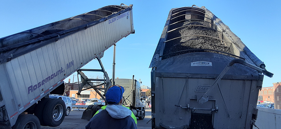 The last truckloads of coal are delivered recently to the UW-Stout Heating Plant. The university has switched to natural gas. About 120 tons of coal a year were used to heat UW-Stout.