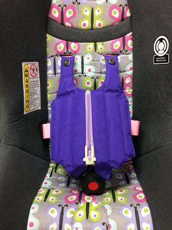 A car seat designed by UW-Stout apparel students uses special fabrics to improve safety. The design took second in a national contest.