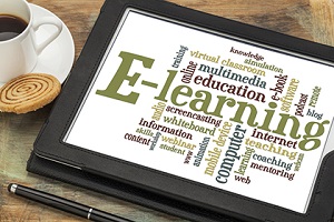 e-learning graphic on a tablet