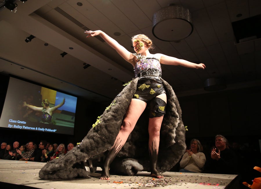 Emily Pickhardt models “Glass Grotto,” during Fashion Without Fabric.