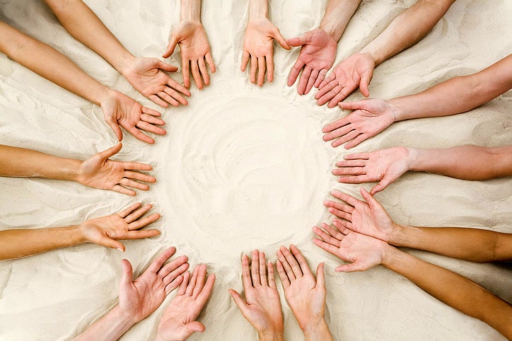 Hands together in a circle