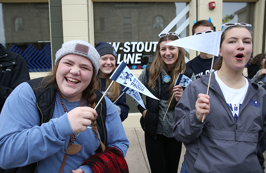 Students have fun during the 2018 UW-Stout homecoming parade.