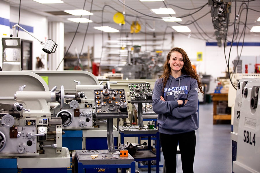 Mary Iliopoulos, a junior, is a mechanical engineering major at UW-Stout and standout player on the Blue Devils softball team.