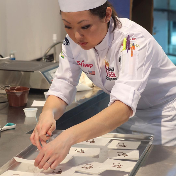 Laura Lachowecki works on her entry in the Sigep Pastry Queen competition in Italy. 