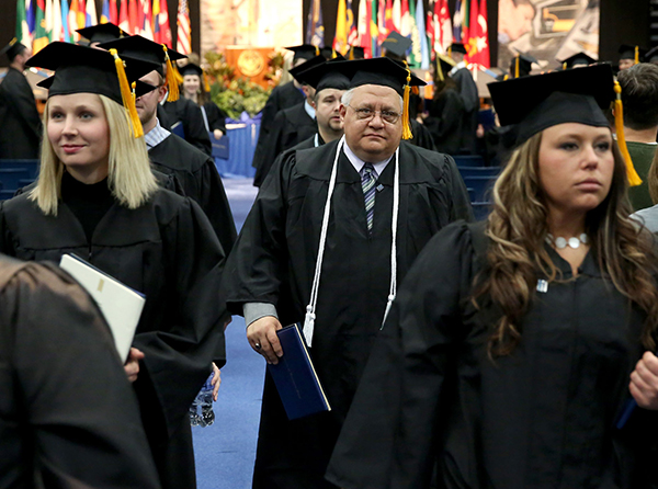 Dave Lytle receives his bachelor’s degree in management in 2014, about 35 years after he first enrolled at UW-Stout.
