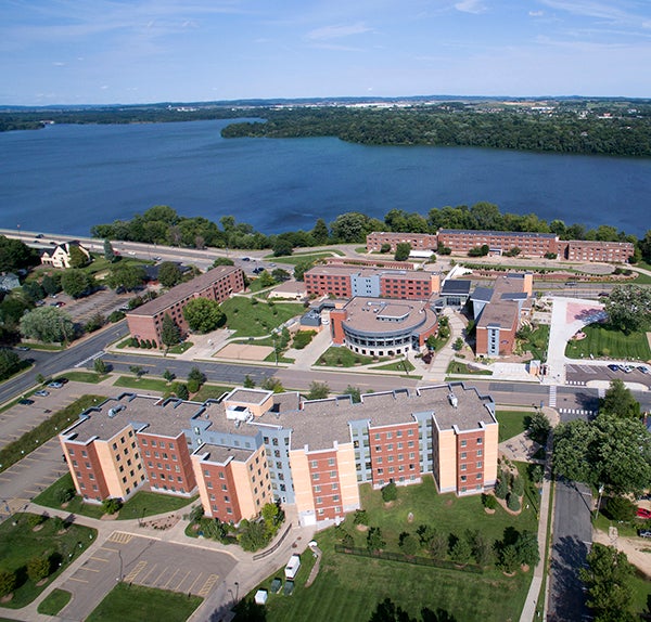 The 22nd annual north campus trick-or-treating event at UW-Stout will be held Wednesday, Oct. 30, at Red Cedar Hall, foreground, and Fleming-Hovlid and Wigen halls, center.