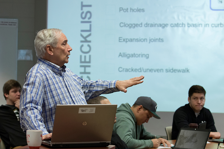 Fred Prassas, from the hospitality and tourism department at UW-Stout, teaches a class in real estate and property management.