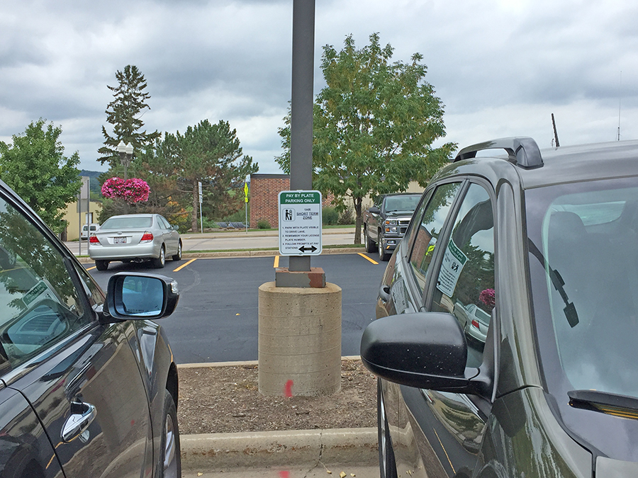 To use the new pay stations a license plate number is required. Parking spots can be renewed through a smartphone app.