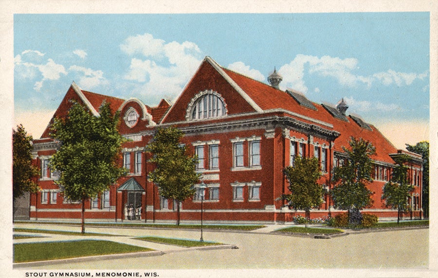 A colorized postcard showed the School of Physical Culture that had a gym, indoor swimming pool and was built by Sen. James H. Stout for $80,000, which is nearly $2.4 million now. Stout wanted to encourage exercise and learning to swim.