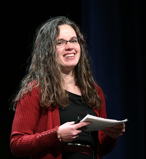 Assistant Chancellor Meridith Wentz, a master examiner for the Baldrige National Quality Award, speaks at a recent UW-Stout event.