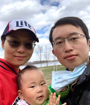 Liang Wu, with his wife, Jue, and son, Aaron.