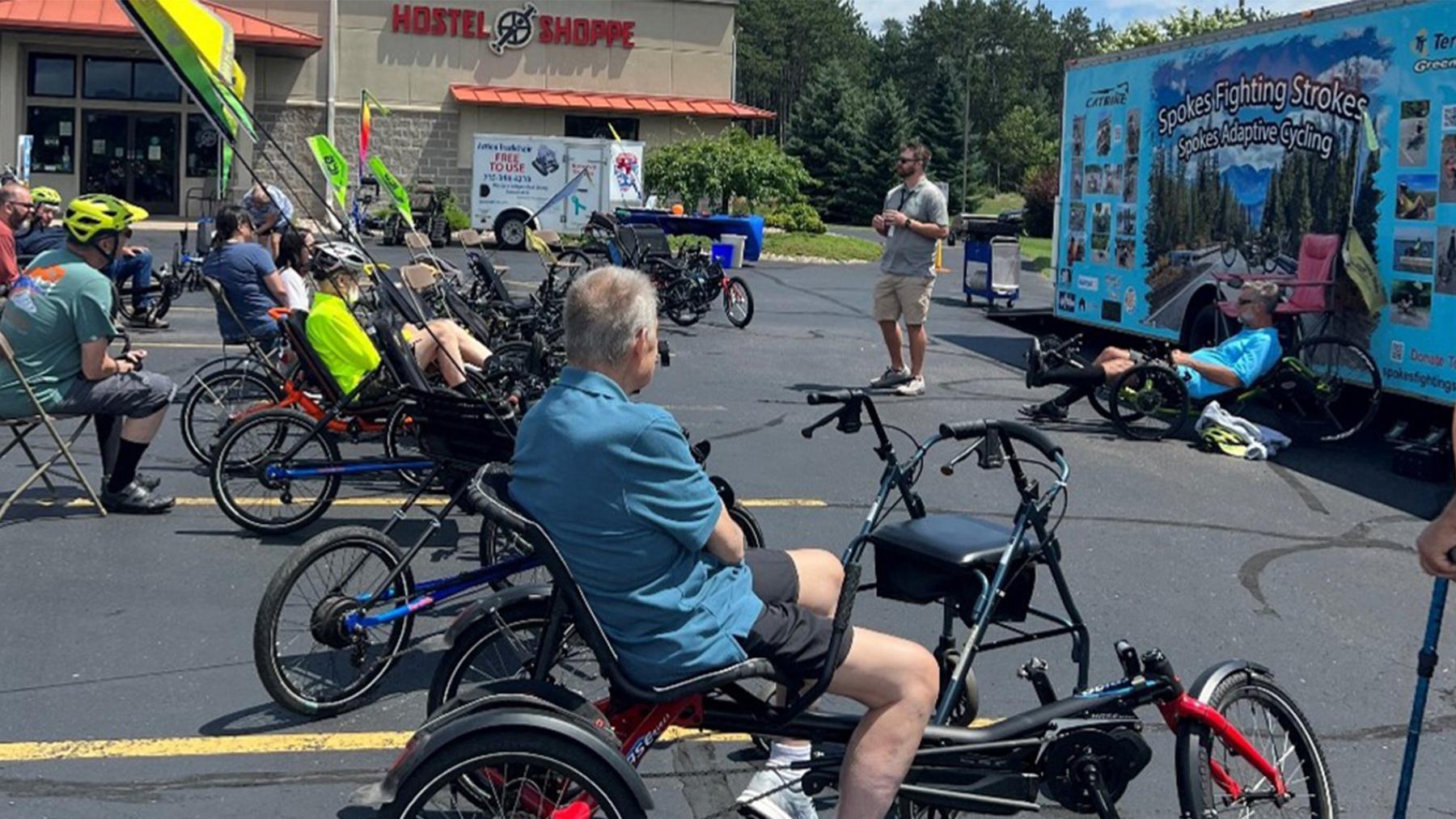 A bike information session at the Hostel Shoppe