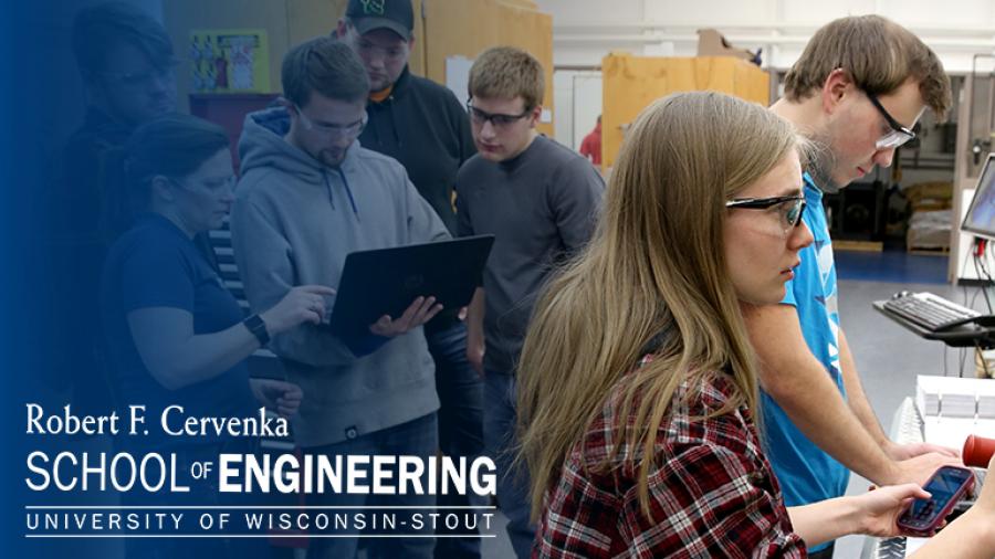 Students working in engineering lab.