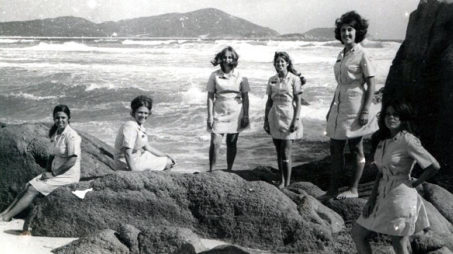 Wanda Huisman, second from left, at Cam Ranh Bay in Vietnam in 1971.