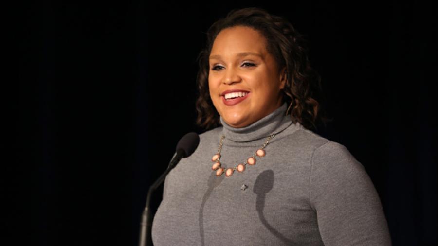 Gabriella “Gabi” Parker speaks Friday at the UW System Board of Regents meeting held on campus.