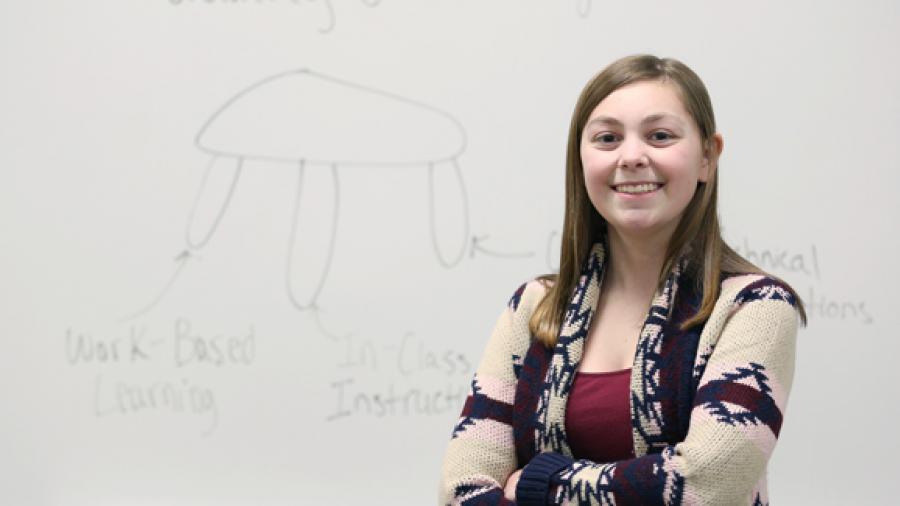 Allison Rigotti, a UW-Stout marketing and business education major, is helping coordinate the DECA District 1 Career Development Conference Jan. 6 at UW-Stout.