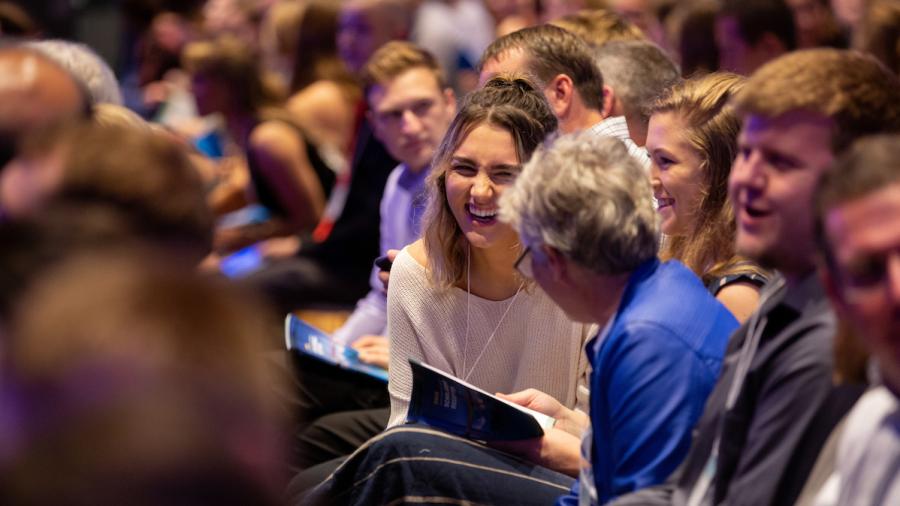 Students and sponsors at UW-Stout's Fall 2019 Scholarship Reception.