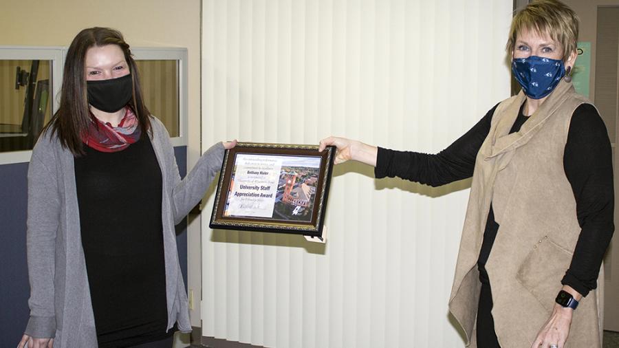 Bethany Risler with Chancellor Katherine Frank