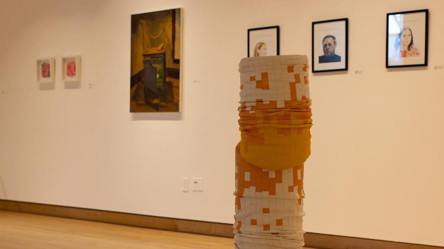 An installation called “Stay” by Claire Kayser is part of the alum Can I Sit Here? art exhibit.