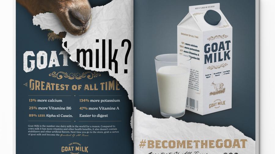 Daniel Nesja’s Goat Milk? advertising campaign won Best in Show in the student division of the Minnesota AdFed competition.