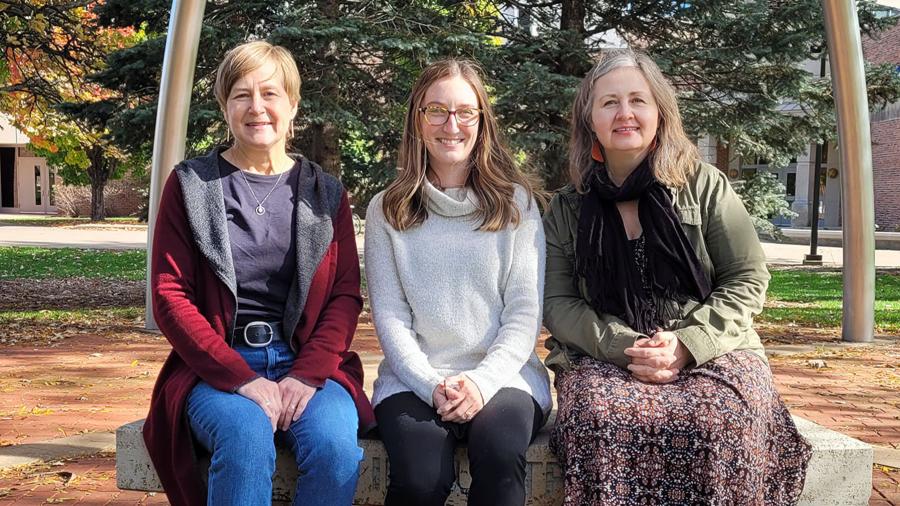 From left, UW-Stout interior design professors Julie Peterson, Nicolette Brehm and Shelley Pecha, who recently became WELL accredited professionals.