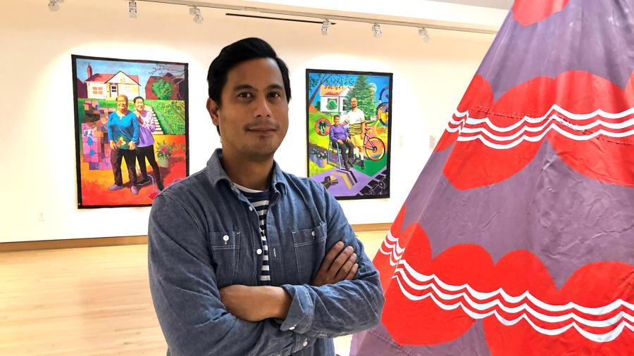 Artist Witt Siasoco, of Minneapolis, has curated the art exhibit To Hold the Land at UW-Stout’s Furlong Gallery.
